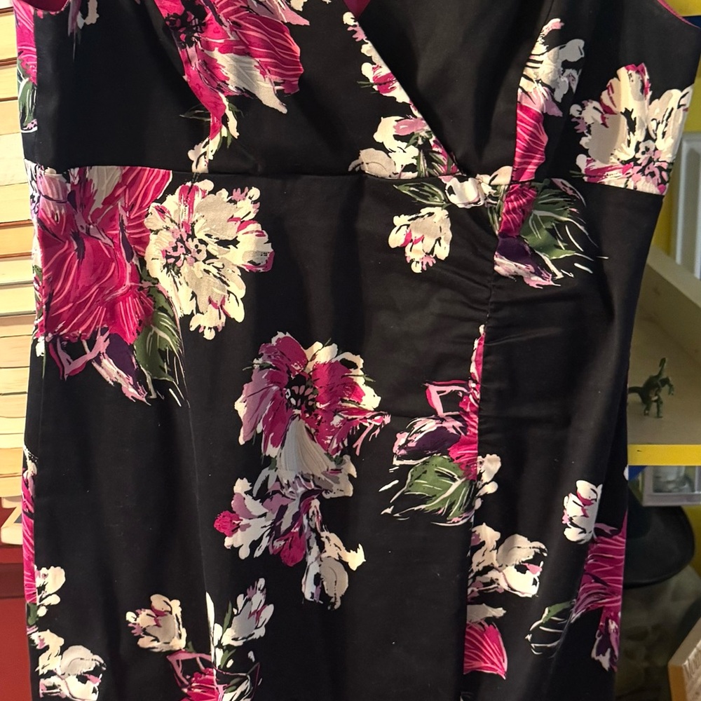 NEW!! Donna Ricco Strapless Black Dress with Pink/Purple Floral Design: REDUCED!